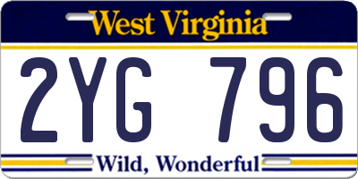 WV license plate 2YG796