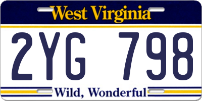 WV license plate 2YG798