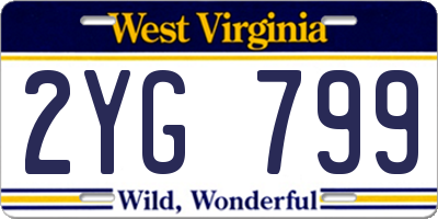 WV license plate 2YG799