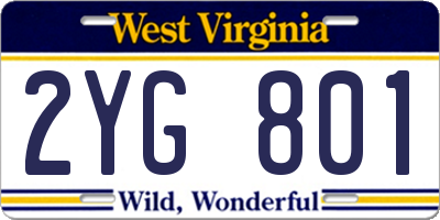 WV license plate 2YG801