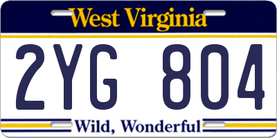 WV license plate 2YG804