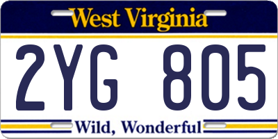 WV license plate 2YG805