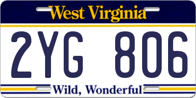 WV license plate 2YG806