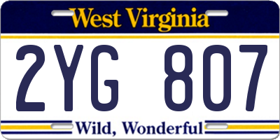 WV license plate 2YG807