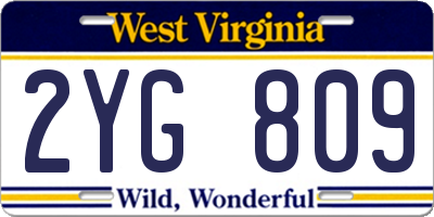 WV license plate 2YG809