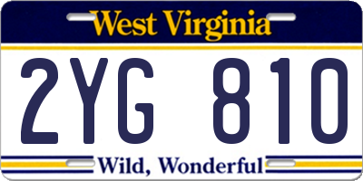 WV license plate 2YG810