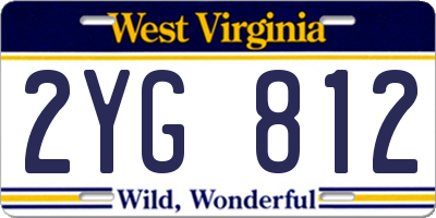WV license plate 2YG812