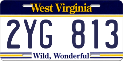 WV license plate 2YG813
