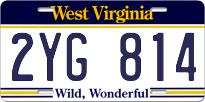 WV license plate 2YG814