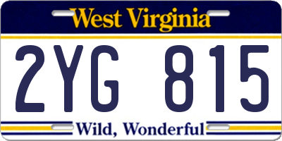 WV license plate 2YG815