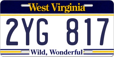 WV license plate 2YG817