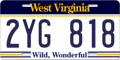 WV license plate 2YG818