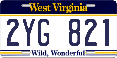 WV license plate 2YG821