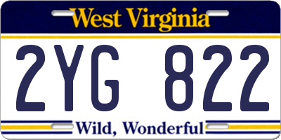 WV license plate 2YG822
