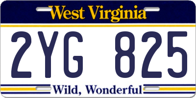WV license plate 2YG825