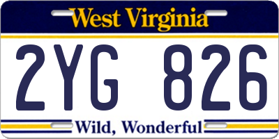 WV license plate 2YG826