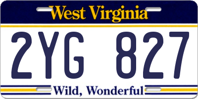 WV license plate 2YG827