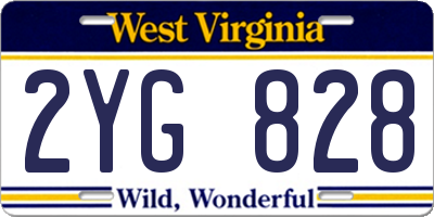 WV license plate 2YG828