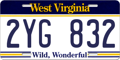 WV license plate 2YG832