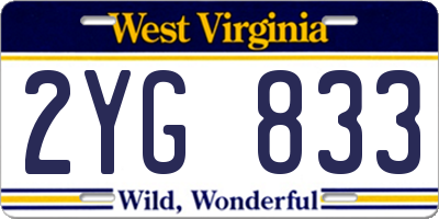 WV license plate 2YG833