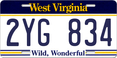 WV license plate 2YG834