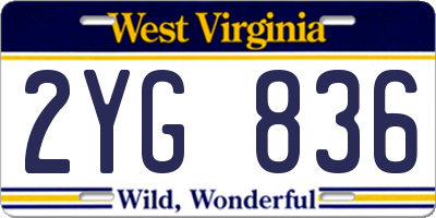 WV license plate 2YG836