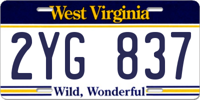 WV license plate 2YG837