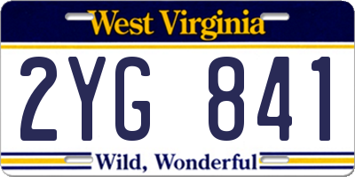 WV license plate 2YG841