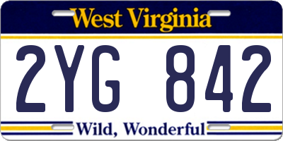 WV license plate 2YG842