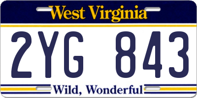 WV license plate 2YG843