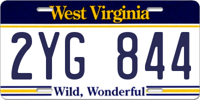 WV license plate 2YG844