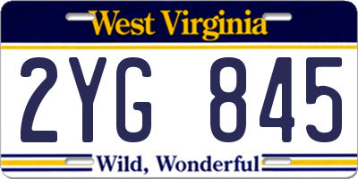 WV license plate 2YG845