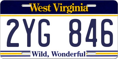 WV license plate 2YG846