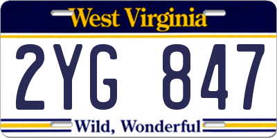 WV license plate 2YG847