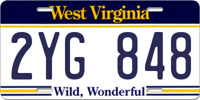 WV license plate 2YG848