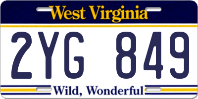 WV license plate 2YG849