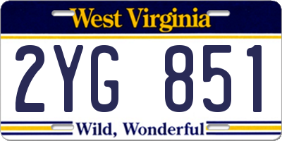 WV license plate 2YG851