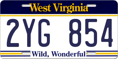 WV license plate 2YG854