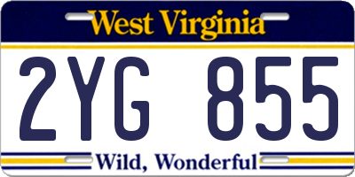 WV license plate 2YG855