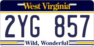WV license plate 2YG857