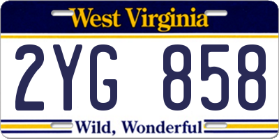 WV license plate 2YG858