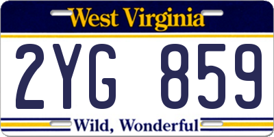 WV license plate 2YG859