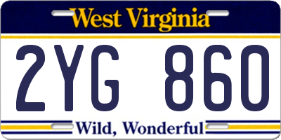 WV license plate 2YG860
