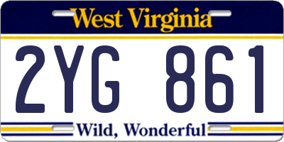 WV license plate 2YG861
