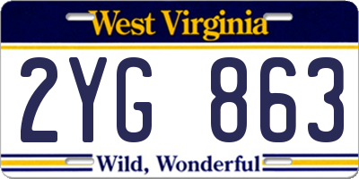 WV license plate 2YG863