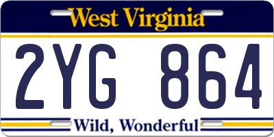 WV license plate 2YG864