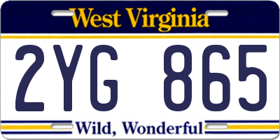 WV license plate 2YG865