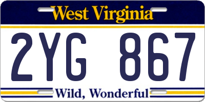 WV license plate 2YG867
