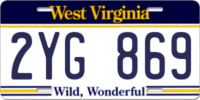 WV license plate 2YG869