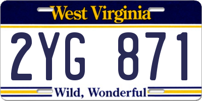 WV license plate 2YG871